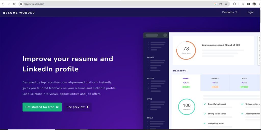 Resume Worded - Get Free instant feedback on your resume